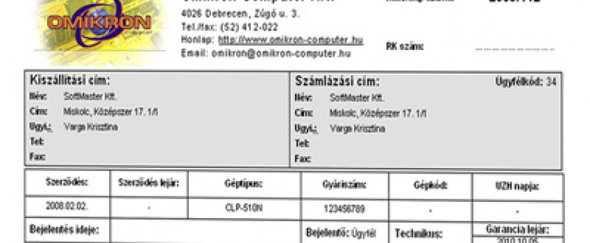 Munkalap és készletgazdálkodási szoftver